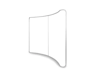 Metal frame for a 530x230 curved display wall, in the form of a lightweight structural frame with side supports.