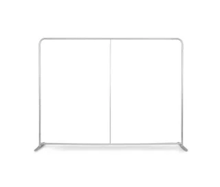 Metal frame for a 400x230 straight display wall, in the form of a lightweight structural frame with side supports.